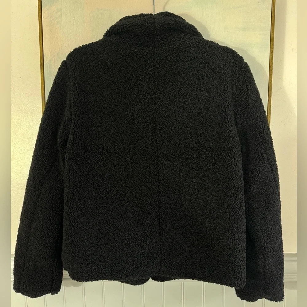 SANCTUARY NWT Black Fuzzy Teddy Bear Button Front Jacket Size Medium